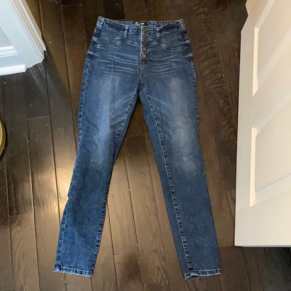 Refuge dark high rise skinny jeans